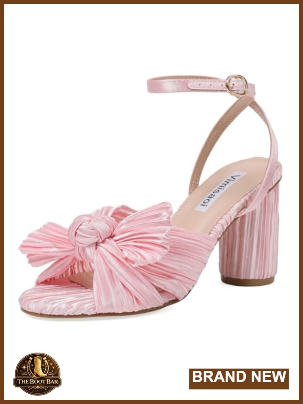 Open Toe Block Heel Sandals with Bow Ankle Strap for Women